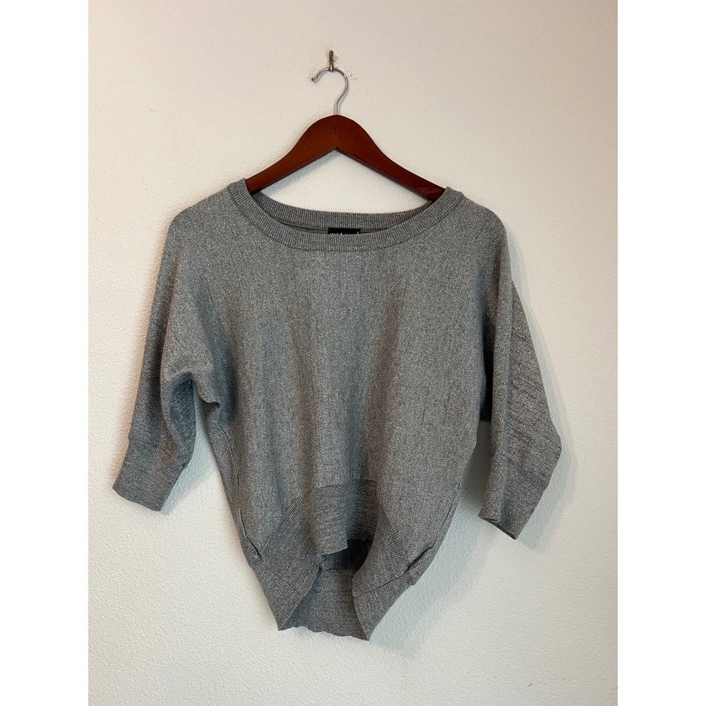 Wet Seal Gray Metallic Knit Dolman Sleeve Top‎ Blouse
